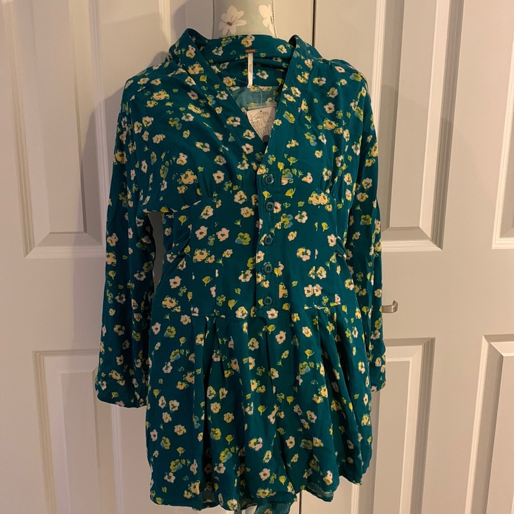NWT Free people- green floral romper